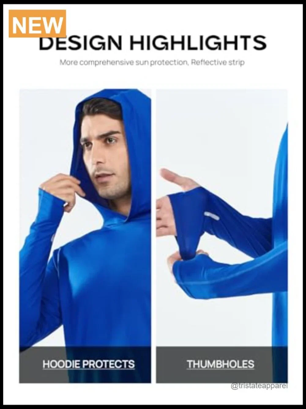 Men's UPF 50+ Sun Protection Hoodie Long Sleeve Rash Guard Fishing Swim Shirt